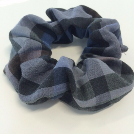 Blue and Grey Plaid Scrunchie